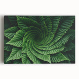 Black and white close-up photo of leaves on a stretched canvas, ideal for kitchen wall art.