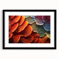 Extra large abstract art print featuring textured, colorful leaves design on a black framed canvas.