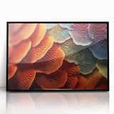 Large abstract wall art of overlapping leaves in muted green tones on a framed acrylic, suitable for modern art wall decor.