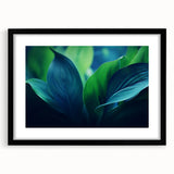 Extra large framed abstract art print featuring close-up of colorful textured leaves, ideal for living room decor.