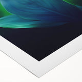 Art deco poster featuring close-up of green leaves on rolled canvas, suitable for dining room wall decor.