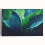 Close-up of leaves in black and white, printed on large stretched canvas, ideal for kitchen wall art.