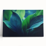 Close-up of leaves in black and white on a stretched canvas, ideal for kitchen wall art or bedroom ambiance.
