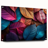 Close-up of green leaves in an abstract design on acrylic glass, ideal for bedroom or dining room decor.