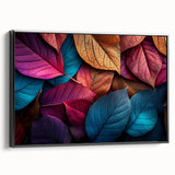 Black and white framed canvas featuring close-up leaves design, ideal for bedroom wall art in a vintage style.