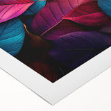 Art deco poster of close-up leaves in green hues on rolled canvas, suitable for dining room wall art.