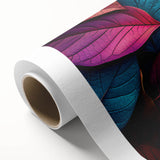 Art Deco poster featuring close-up of green leaves on a rolled canvas, ideal for nursery wall art.