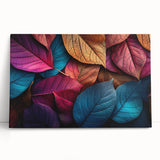 Close-up of leaves in black and white on a stretched canvas, ideal for kitchen wall art.