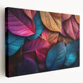 Close-up of green leaves on a large stretched canvas, ideal for kitchen wall art.