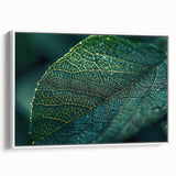 Framed canvas of vintage poster art featuring close-up leaves in vibrant colors, ideal for living room decor.