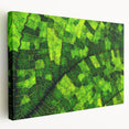 Close-up of green leaves on a large stretched canvas, ideal for kitchen wall art.