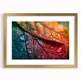 Extra large abstract art print featuring textured close-ups of leaves in gold frame, ideal for living room decor.