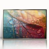 Mid-century modernist art depicting close-up of leaves in silver frame, ideal for nursery wall art.