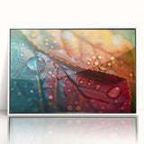 Acrylic print of close-up leaves in art deco style with muted green tones, ideal for nursery wall decor.