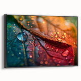 Black and white framed canvas featuring a close-up view of leaves, ideal for bedroom wall decor.