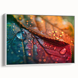 Extra large framed canvas featuring a vintage poster art of colorful leaves, ideal for living room decor.
