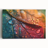 Black and white close-up photo of leaves on a stretched canvas, ideal for kitchen wall art.