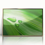 Mid-century modernist large art print of close-up leaves in gold frame, ideal for modern art wall decor.