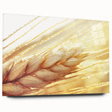 Large abstract wall art featuring close-up leaves design in green and brown tones on acrylic glass.