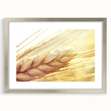 Close-up of textured leaves in muted green tones on a silver-framed mat, suited for bedroom art.