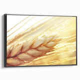Black and white framed canvas of close-up leaves, ideal for bedroom wall art in a vintage poster style.
