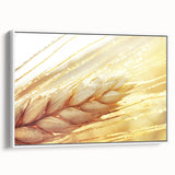 Vintage poster art of colorful leaves on a white framed canvas, ideal for extra large living room wall decor.