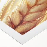 Art deco poster featuring close-up of green leaves on a rolled canvas, suitable for dining room or bathroom decor.