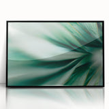 Large abstract wall art featuring close-up leaves in green tones on framed acrylic, ideal for modern art wall decor.