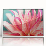 Close-up of leaves in green and yellow hues, acrylic print in white frame, suitable as modern art wall decor for a nursery.