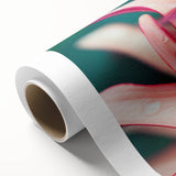 Art deco poster featuring close-up of green leaves on rolled canvas, suited as nursery wall art or dining room decor.