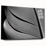 Large abstract wall art featuring close-up leaves in vibrant green tones on acrylic glass.