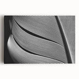 Close-up black and white photo of leaves on canvas, ideal for kitchen wall art.