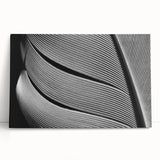 Close-up of leaves in black and white on stretched canvas, suitable for kitchen wall art or bedroom decor.