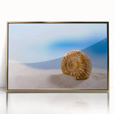 Large art print of a mid-century modernist natural elements design in gold frame, ideal for nursery wall decor.