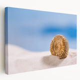 Close-up image of natural elements, in muted green and brown tones, printed on stretched canvas.