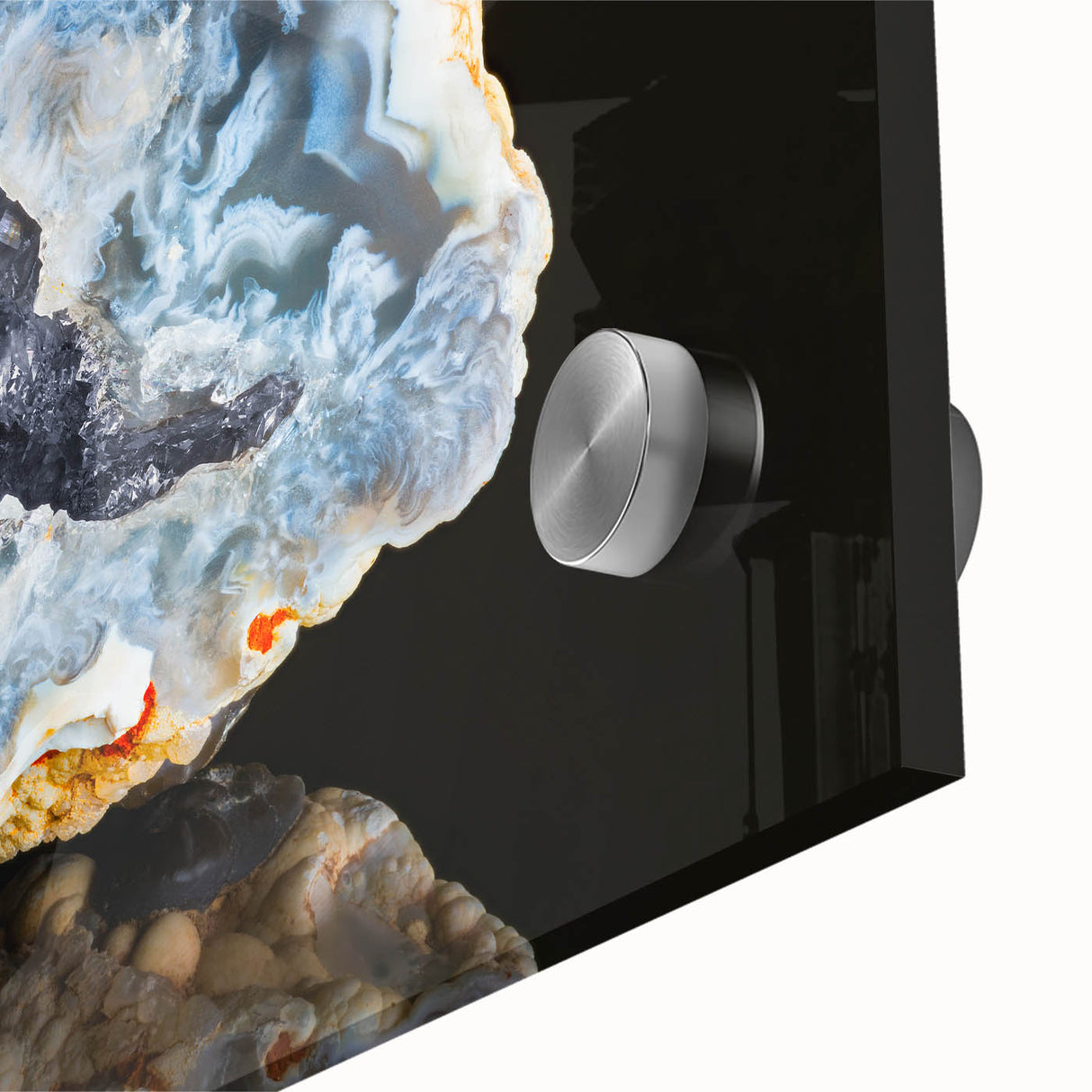Large abstract wall art print on acrylic, showcasing swirling natural patterns in muted earth tones.