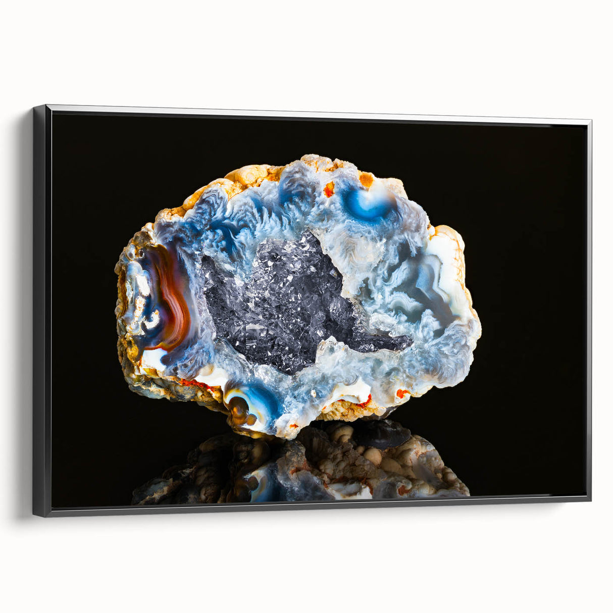 Framed canvas featuring a black and white close-up of natural elements, ideal for bedroom wall decor.
