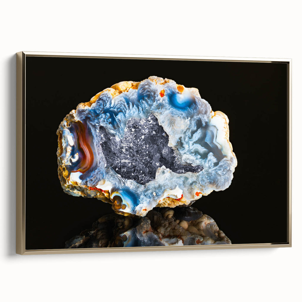 Framed canvas depicting a serene landscape with muted earth tones, ideal for bedroom wall decor.