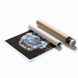 Extra large rolled print of a close-up floral design in soft pastel shades.