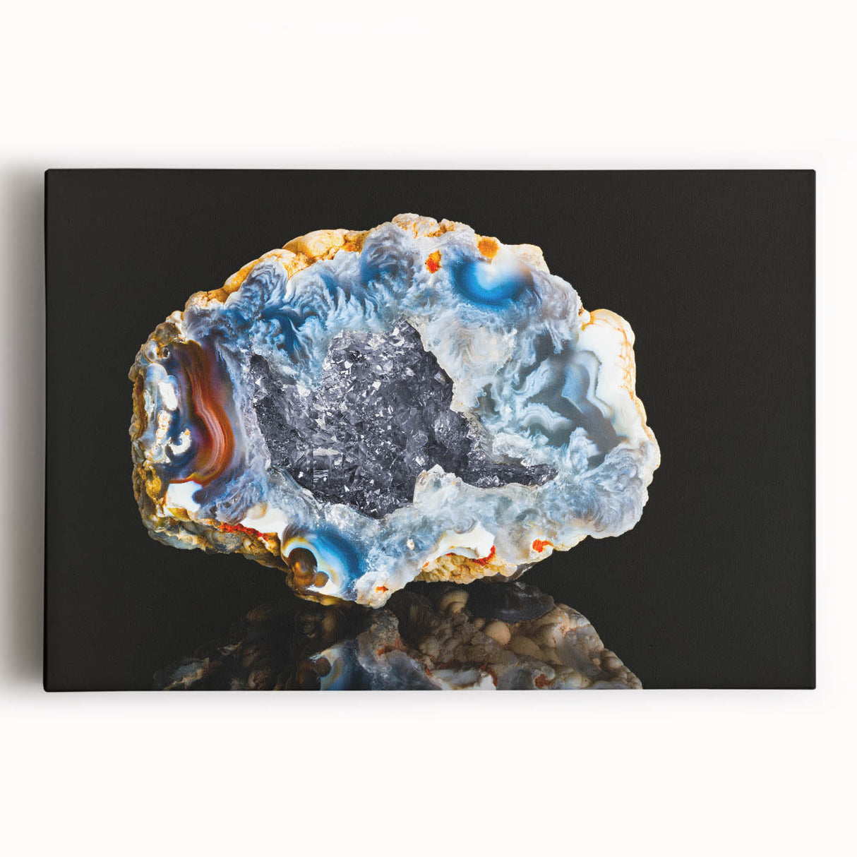 Black and white close-up photo of natural elements on stretched canvas, ideal for kitchen wall art.