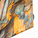 Large abstract wall art on acrylic glass featuring earth tones and organic shapes.