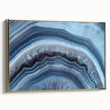 Gold-framed canvas featuring a close-up landscape art painting of natural elements in muted earth tones.