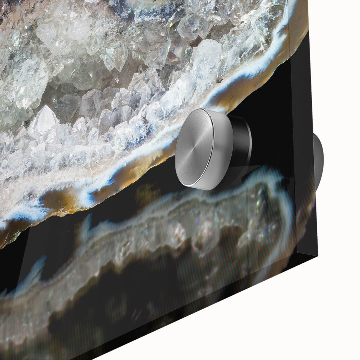 Large abstract wall art with natural elements in muted earth tones on acrylic glass, ideal for dining room ambiance.