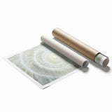 Extra large rolled print featuring close-up of dew on vibrant green leaves, suitable for classy bathroom wall art.