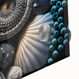 Large abstract wall art featuring a close-up of natural elements in muted earth tones on acrylic glass.