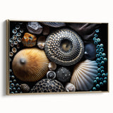 Vintage poster-style landscape painting on framed canvas, featuring dark tones, ideal for bedroom wall art.