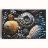 Black and white close-up photo of natural elements on stretched canvas, ideal for kitchen wall art.