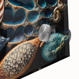 Large abstract wall art on acrylic glass, featuring natural elements in mid-century modernist style.