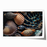 Close-up floral art on rolled print with vibrant green and pink tones, ideal for dining room wall decor.