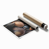 Close-up floral art on rolled print, featuring soft pink and white blooms, ideal for classy bathroom wall art.